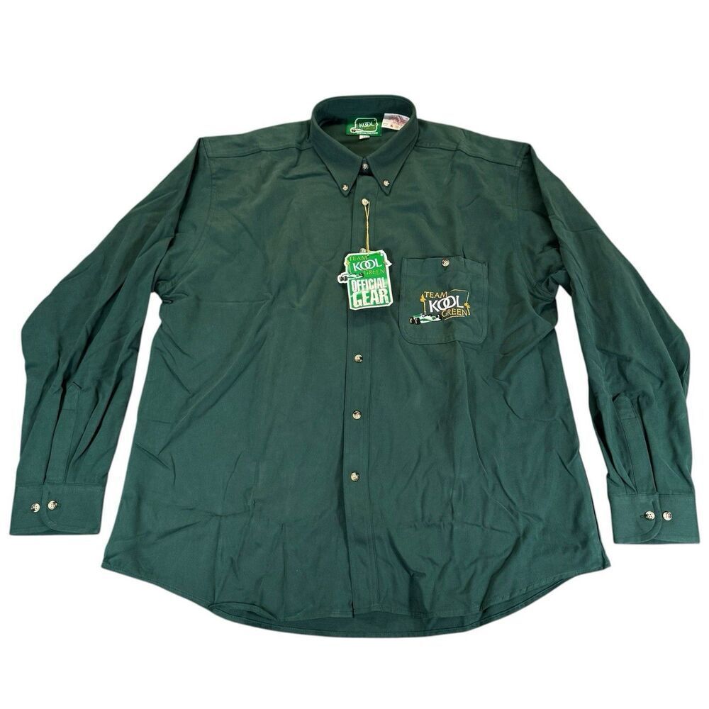 NWT Team Kool Green Sz L Long Sleeve Shirt New Old Stock Made in Canada Vintage